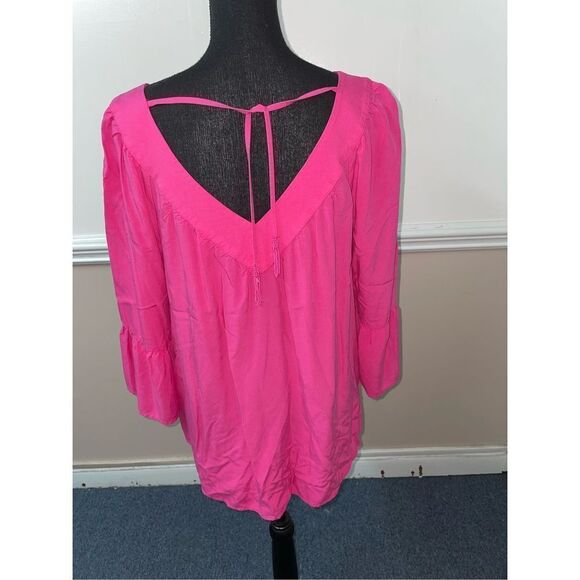 Crown & Ivy Pink Tie Back, Open Back Blouse- Large - Picture 2 of 6
